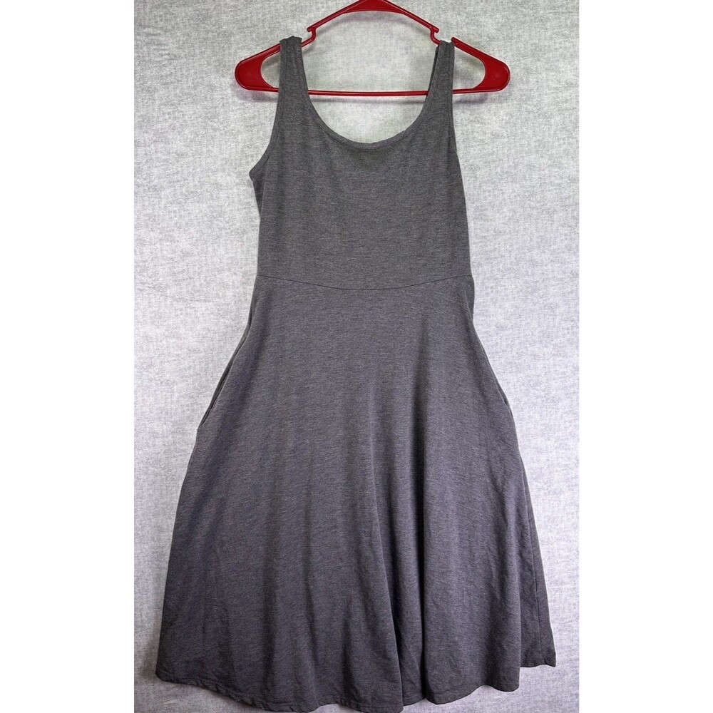 Olivia Rae New York Grey Jersey Knit Fit  & Flare Knit Midi Dress Sz Med Pockets
